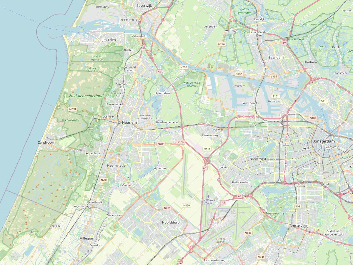 Kaart en rijgebied van Rijcoach in Zuid-Kennemerland